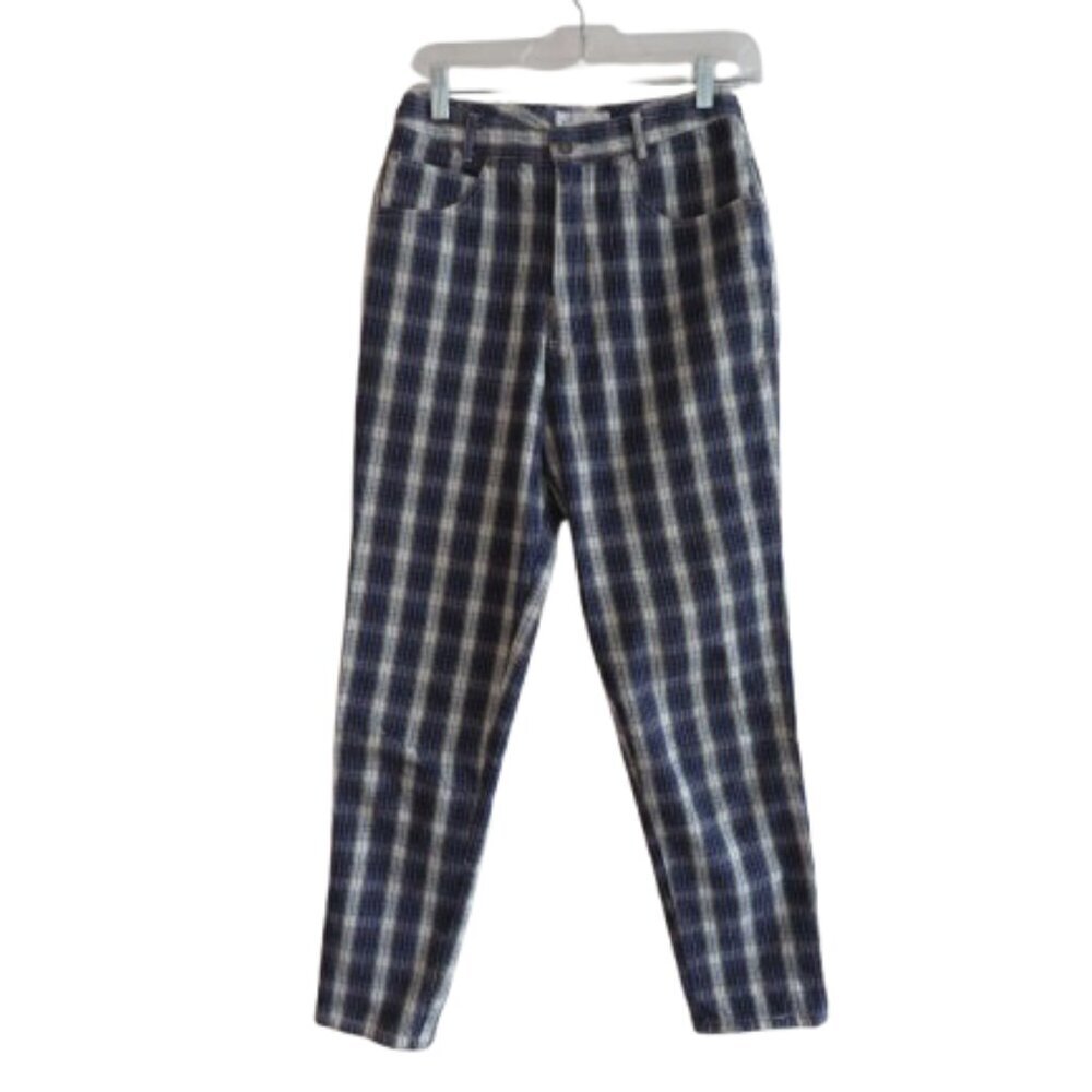 VINTAGE CALVIN KLEIN Y2K Tartan Plaid High Rise Straight Cotton Pants Jeans
